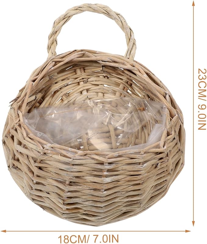 DOITOOL Wall Hanging Flower Basket, 2PCS Handmade Wicker Hanging Willow Wall Basket, Rattan Chlorophytum Comosum Holder for Boho Decor, Front Door, Home, Garden, Flowers, Mail, Fruit