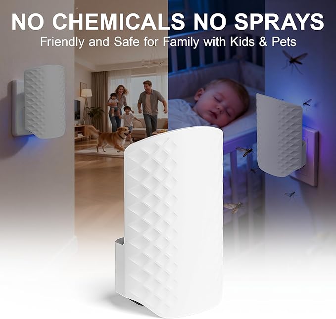 Flying Insect Trap for Indoors, Plug-in Fly Trap Bug Catcher for Gnats, Fruit Flies & House Flies, Upgraded Blue UV Light Trap with Sticky Cards, Silent & Mess-Free, 1 Device + 5 Refill