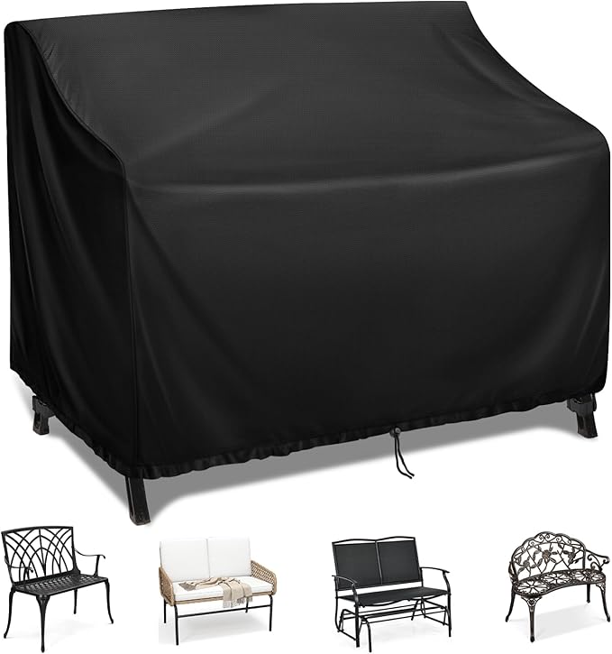 Kingling Outdoor Bench Covers, Patio Loveseats Cover Waterproof Bench Covers for Outdoor Furniture Glider Chair Sofa Cover, 42" W x 29" D x 37" H Black