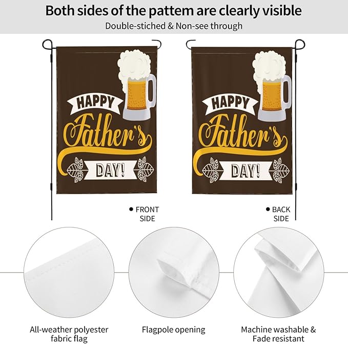 Delerain Happy Father's Day Garden Flag, 12.5 x 18 Inch Double Sided Design Weather Resistant Indoor & Outdoor Decoration Small Banner for Home Yard Lawn Patio Office
