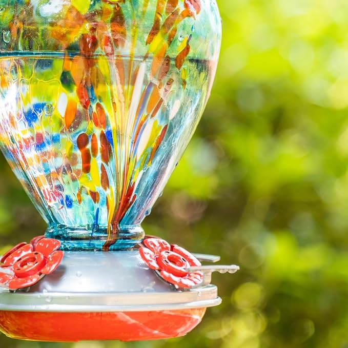 Muse Garden Gifts for Women Glass Hummingbird Feeder for Outdoors Hanging, Mother‘s Day Christmas Valentine Hummingbird Gifts for Women Mom, Ant Moat Included, 2 Pack, Turquoise and Comet | Muse Garden Gifts for Women Glass Hummingbird Feeder for Outdo...