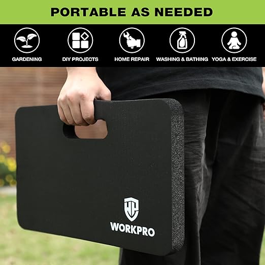 WORKPRO Extra Thick Kneeling Pad, 2-Pack, Soft NBR Foam Cushioning for Knee, Large Foam Kneeler Mat for Gardening, Bathing Baby, Exercise, Workout Supplies, 17.5 x 11 x 1.5 in, Black
