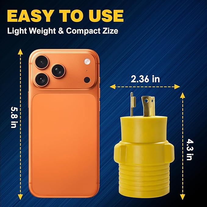 240V Generator Welder Adapter,ETL Listed, NEMA L6-30P to 6-50R Welder Adapter Cord, 30A to 50A Heavy-Duty Adapter, 3-Prong Locking Male to 3-Prong Female, for Welder Dryer EV Charger