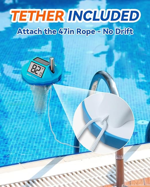 BALDR Wireless Pool Thermometer Floating Easy Read, 2026 Upgrade Solar Powered Water Temperature Gauge with Indoor Monitor, IPX8 Waterproof 500FT Range for Pools,Hot Tubs,Spas, Baths, Aquariums