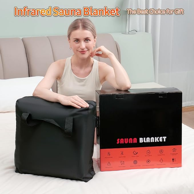 Infrared Sauna Blanket for Home: Premium PU Leather Portable Sauna Blanket Far Infrared Heating Blanket for Full Body Detox & Relaxation – Adjustable 95-167℉ & 20-60 Min Timer 71 x 31.5Inch