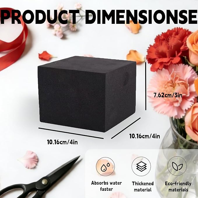 Reusable Floral Foam Blocks for Artificial Flower Arrangements, Weather Resistant, 8 Pieces, 4x4x3 Inch, for Outdoor Wedding Home Decor (8, 4 x 4 x 3'')