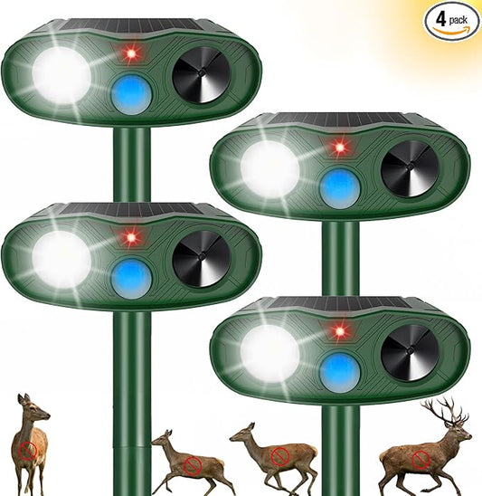 2026 Sonic Racoon Squirrel Fortress Pro Deer Repellent Devices, Solar Ultrasonic Motion Activated Animal Repeller Outdoor Cat Repellent Fox Deterrent with Light for Rabbit Bear Dog Garden(4)