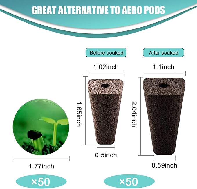 Haligo 100pcs Square Pods for Hydroponics Growing System, 50pcs Square Grow Sponges with 50pcs Pods Labels, Supplies Replacement, Compatible with IDOO, QYO, LYKO