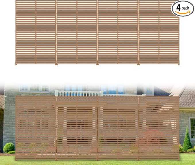 Privacy Fence Screen with Stand 6 Panel 72" H×47" W HDPE Decorative Privacy Panels with Stand, Air Conditioner Fence Panels, Privacy Screen for Outdoor Backyard, Balcony, Pool