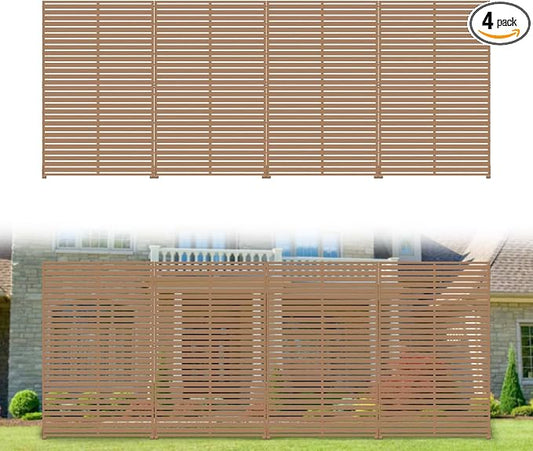 Privacy Fence Screen with Stand 6 Panel 72" H×47" W HDPE Decorative Privacy Panels with Stand, Air Conditioner Fence Panels, Privacy Screen for Outdoor Backyard, Balcony, Pool