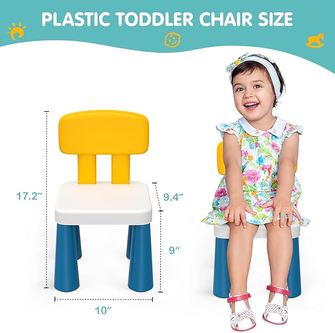 OCATO Plastic Toddler Chairs: 2 Pcs Kids Chairs for Table Step Stool Lightweight Indoor or Outdoor School Camping Playroom Nursery Beach Activity Small Chair for Kids Boys Girls Birthday Gifts Age 3
