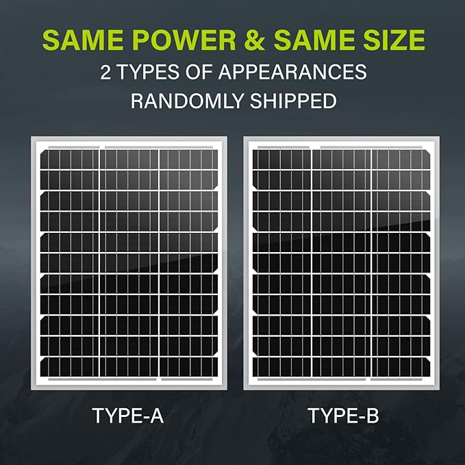 Newpowa 20W 12V Solar Panel Monocrystalline PV Module Designed for 12V Off Grid System RV, Boat, Camper, Trailer, Gate Opener