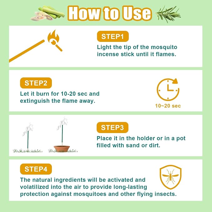 90 Pcs Natural Mosquito Repellent Outdoor Patio, Citronella Oil Mosquito Incense Sticks Plant-Based Bug Repellent for Patio Camping Fishing Backyard Travel Mosquito Control