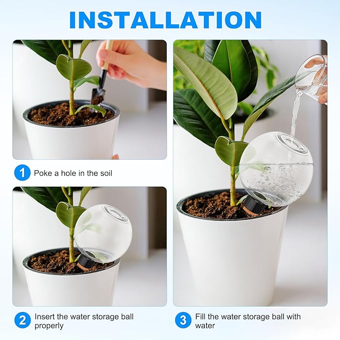 M METERXITY 4-Pack Plant Self Watering Globes, 7.2 oz Plastic Bubble Water Bulbs Top Fill for Indoor/Outdoor Plants, Self Watering Spikes Slow Release Terracotta [Transparent]