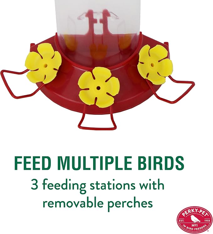 Perky-Pet Plastic Window Mount Hummingbird Feeder with Perches - 8 oz Hummingbird Nectar Capacity, 217 - Hummingbirds feeders for Outdoors, (Pack of 2)