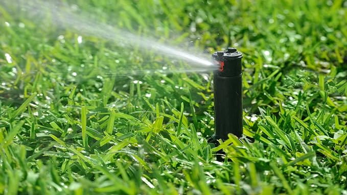 K-Rain RPS50 1/2" Gear Drive Rotor 4" Pop-Up, 18' - 33' Spray Distance, 20-70 PSI, 40 - 360 Arc Spray Pattern, Stainless Steel, Silver, Automatic Lawn Sprinkler Head, Includes Install Kit (5 Pack)