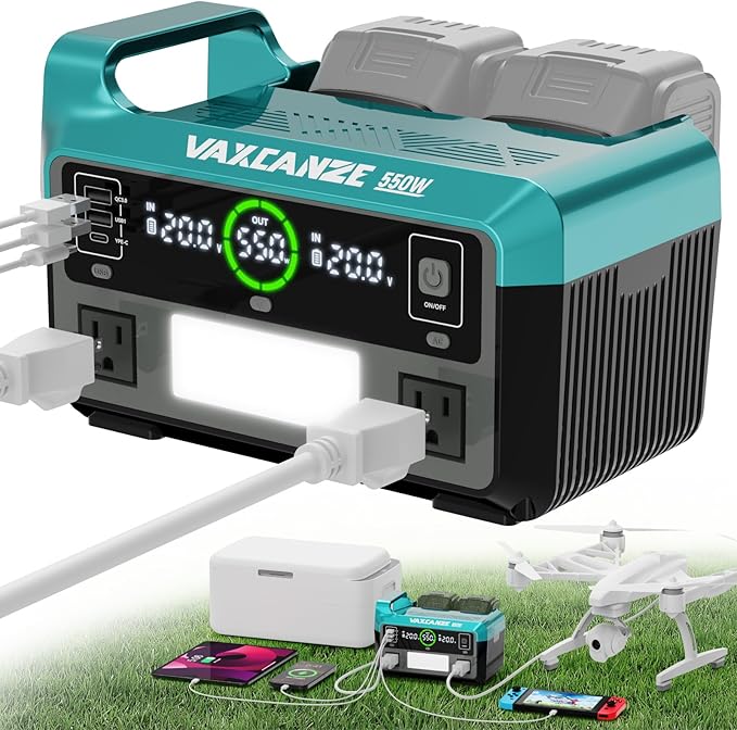 550W Power Inverter for Makita, DC 20V to AC 110V Pure Sine Wave, Portable Power Station with 2 USB Ports & 1 AC Outlet & 1 Type-C Fast Charging, Battery Adapter with LED, Battery Not Included