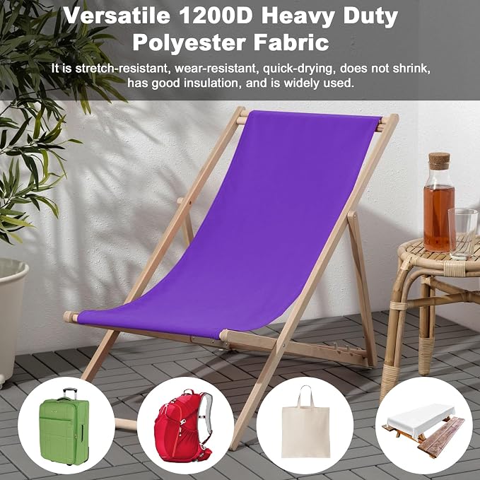 Thickened Waterproof Canvas Fabric by The Yard, 1200D 58" W Outdoor Upholstery Material Heavy Duty Fabric Water Resistant Sewing Material for Chair Patio Cushion Purse Bag, 8 Yard Purple