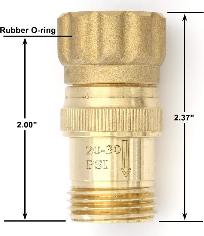 Heavy Duty 25 psi Water Pressure Regulator 3/4 inch Hose Thread Drip Irrigation System Pressure Reducer, Lead-Free Brass (With Regular and Screen O-Rings, 1, Count)