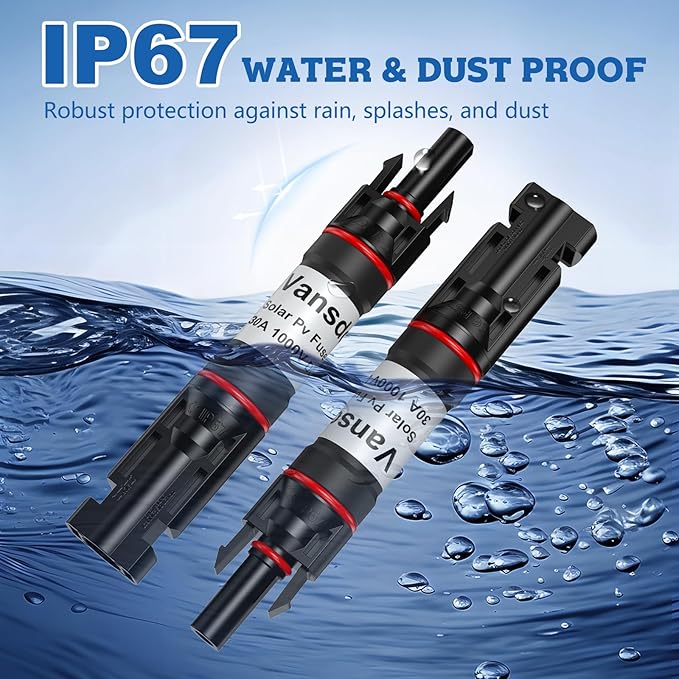 Vansdon 30A Solar Panel Fuse Holder,5PCS PV Inline Fuse Holders, Waterproof Solar Fuse Connector for Solar Panel and Solar Controller