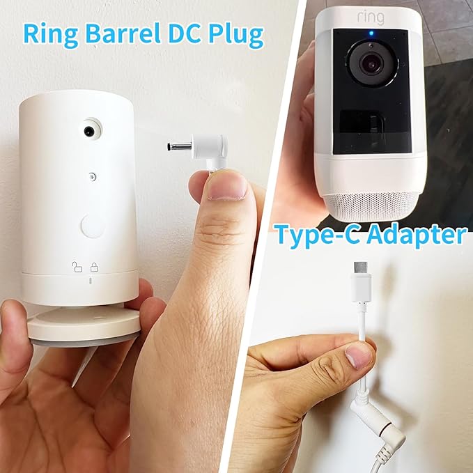 Ring Camera Solar Panel, Compatible with Ri ng Stick Up Cam Battery, Ring Spotlight Plus/Pro Battery, Waterproof 5V6W, 9.8 inch Long Charging Cable (White 1Pack)