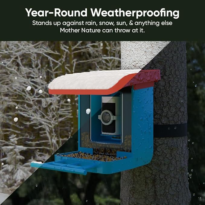 Bird Feeder Camera Case Compatible with Wyze Battery Cam Pro, Wyze Cam Outdoor v1/v2, Camera v4/v3/v3 Pro, 5 DIY Mounting Methods, with a Macro Lens (Solar Panel/Camera NOT Included), Blue