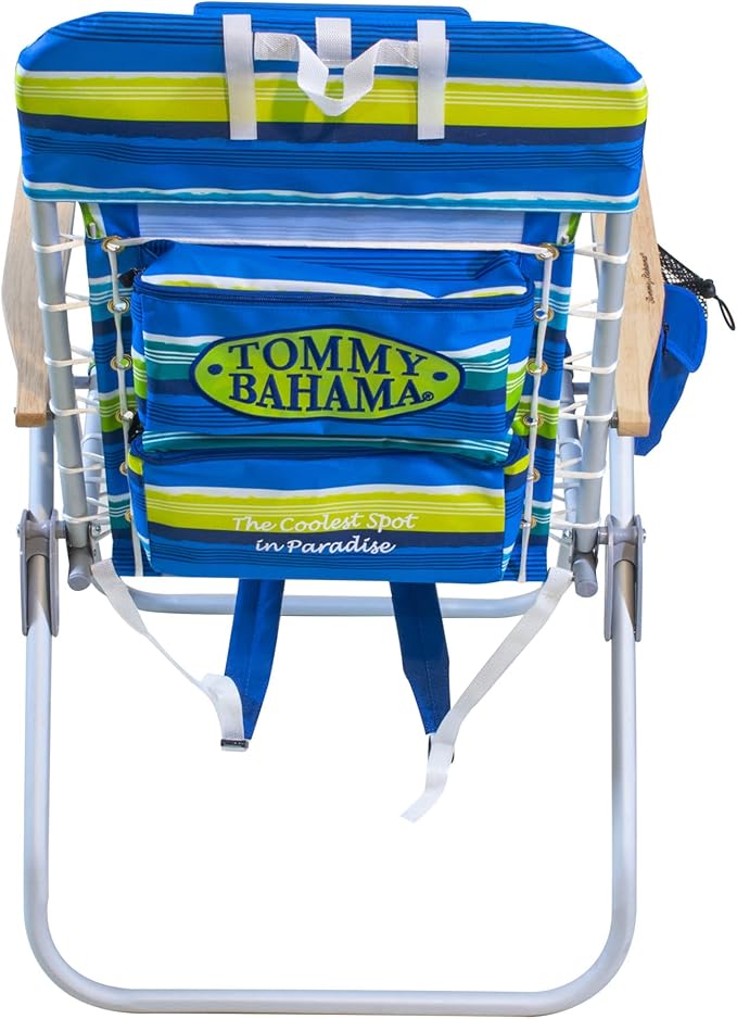 Tommy Bahama Hi-Boy 17" Seat Height 4-Position Lace-Up Suspension Folding Beach Backpack Chair
