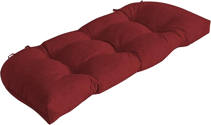 Arden Outdoor Wicker Settee Cushion, 41.5 x 18, Rain-Proof, Fade Resistant Ruby Red Leala