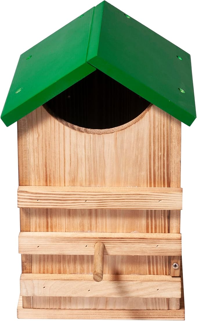 Screech Owl House Owl Box with Bird Stand Design, Nesting Box Wood with Mounting Screws, Cozy House for Lovely Birds, Easy Assembly Required