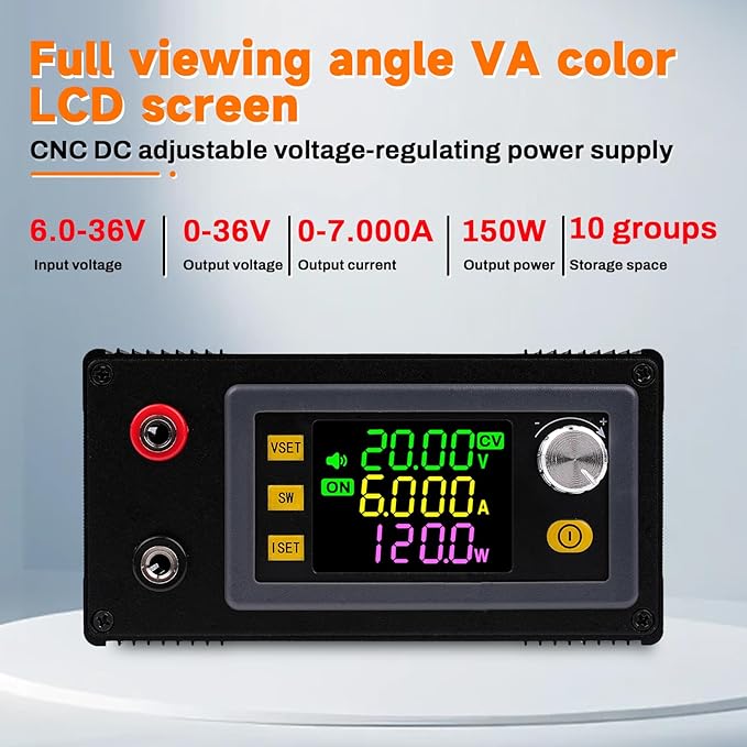 ZPSHYD Buck Boost DC Power Supply, SK150 CNC 150W 7A Adjustable Constant Voltage Current Regulator with MPPT Solar Charging Function for Laboratory DIY Electric Scooter