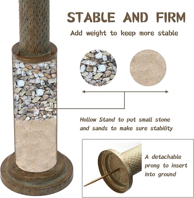 35.4"H Metal Bird Bath for Outside,Vintage Bird Bath,Garden Lawn Yard Decor | Cylindrical Base Bird Bath,Bird Feeder Seed Tray Garden,Bird Baths for Outdoors