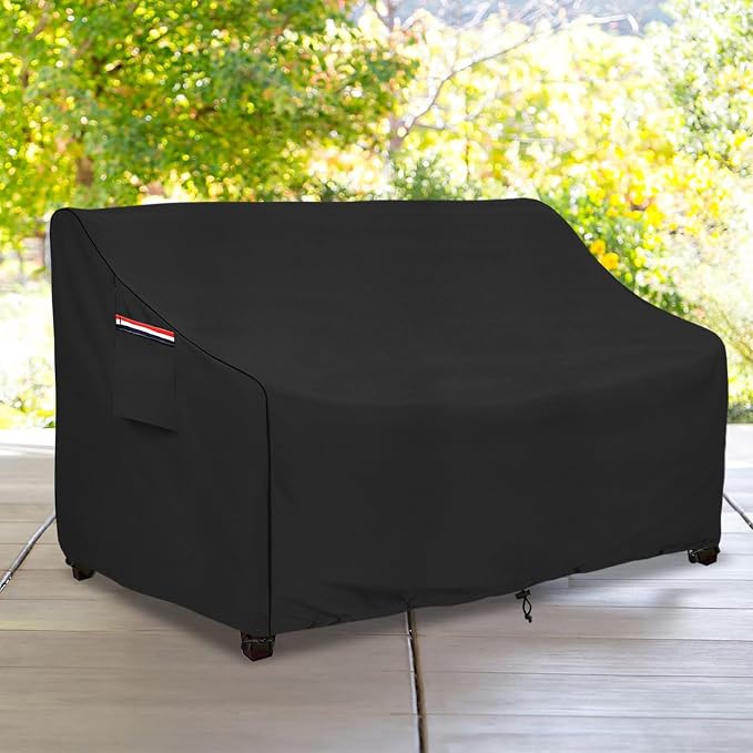 okcool Heavy Duty Patio Sofa Cover, 100% Waterproof 3-Seater Outdoor Sofa Cover Fits up to 79W x 38D x 35H Inches, Lawn Patio Furniture Covers,Black