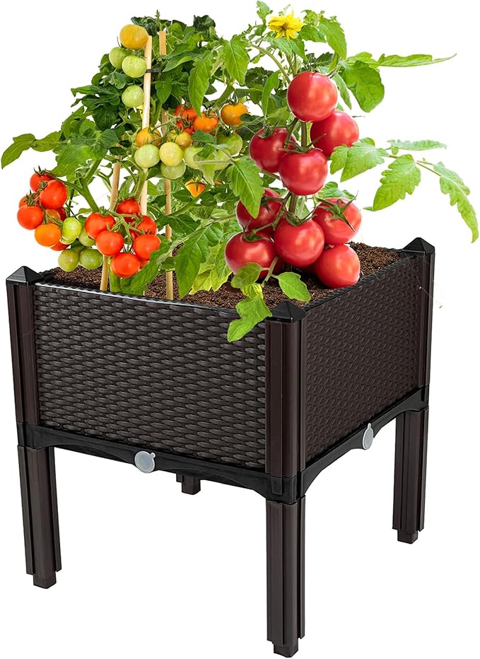 Raised Garden Bed Planters for Outdoor Plants with Legs Elevated Rectangular Planter Boxes Garden Patio Balcony Deck for Planting Flowers, Vegetables, Tomatoes, and Herbs