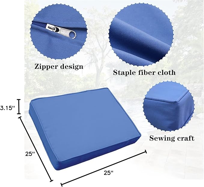 14Pieces Patio Cushion Covers Replacement Outdoor Couch Cushions Covers Splashproof Sofa Slipcovers Set with Zippers,Patio Furniture Protector Cover Only(Blue, 25.6×25.6×3.94inches)