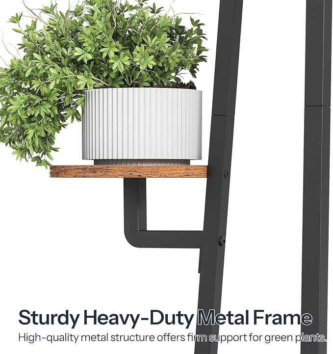 HOOBRO Plant Stand Indoor with Grow Lights, 7-Tier Plant Shelf for Multiple Indoor Plants, 47.2" Corner Plant Stand Organizer with Metal Frame, for Living Room, Balcony, Patio, Rustic Brown BF04DHJ01