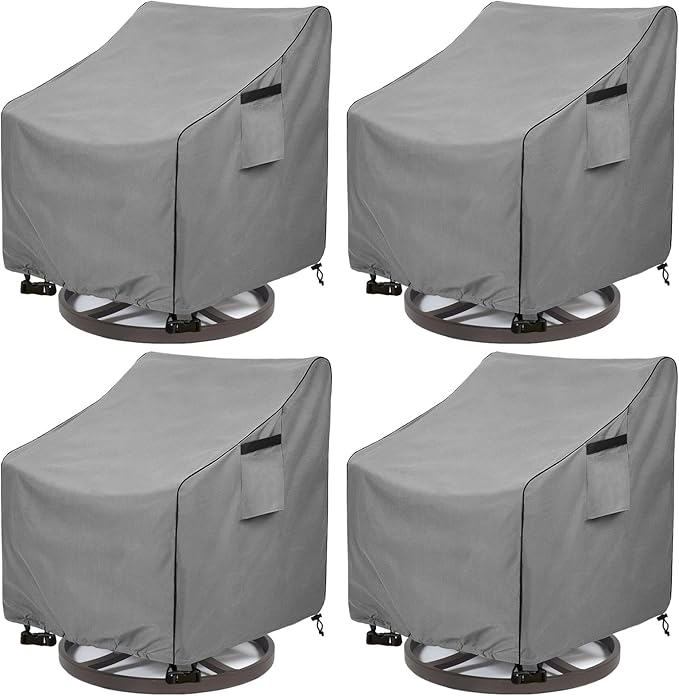 okcool Patio Swivel Chair Cover 4 Pack,Waterproof Heavy Duty Outdoor Chair Covers,Outdoor Swivel Chair Cover for Patio Furniture Covers(35 W x 37 D x 38.5 H inches),Grey