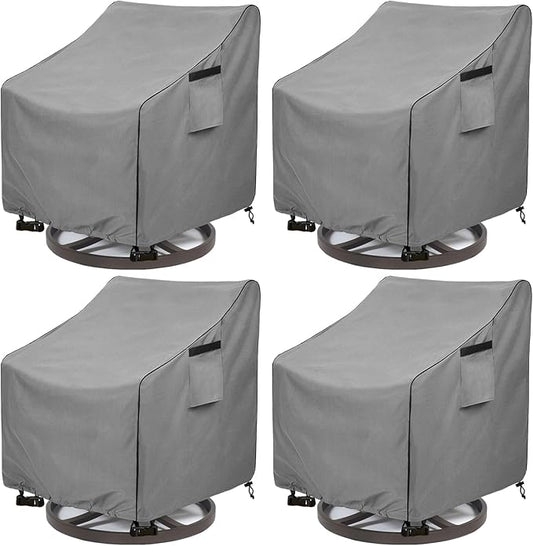 okcool Patio Swivel Chair Cover 4 Pack,Waterproof Heavy Duty Outdoor Chair Covers,Outdoor Swivel Chair Cover for Patio Furniture Covers(35 W x 37 D x 38.5 H inches),Grey