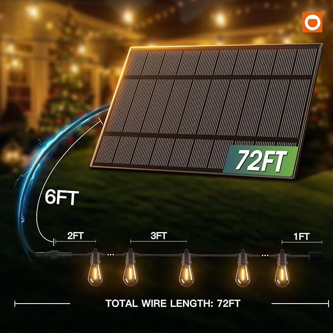 addlon 78(72+6) FT Solar String Lights Outdoor Waterproof with USB Port & Remote Control Solar Patio Lights Long Last for 20+Hrs Dimmable Solar Power LED Bulbs Hanging for Porch Garden Market Bistro