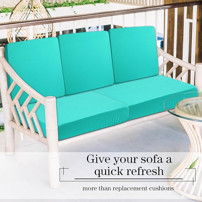 Newwiee 8 Pcs Stretch Patio Outdoor Cushion Covers Replacement for 4 Backrests and 4 Patio Cushions Covers, Waterproof Couch Sofa Slipcover Furniture Protector, Thin Fabric Breathable (Fruit Green)