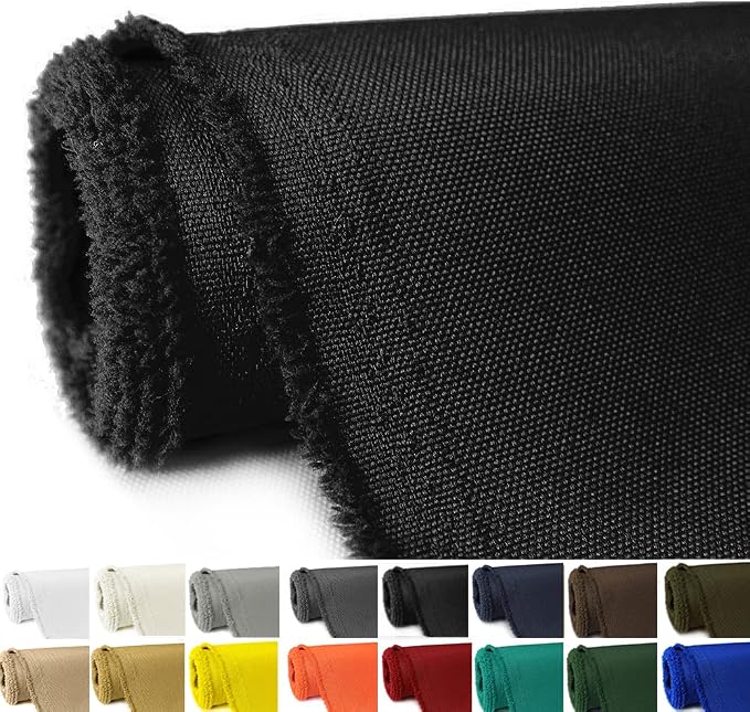 Waterproof Canvas Fabric by The Yard 58" W 600D Upholstery Polyester Material Indoor Outdoor Water Resistant Fabric for Chair Cushion Furniture Cover Sewing DIY Cloth, 2 Yards Black