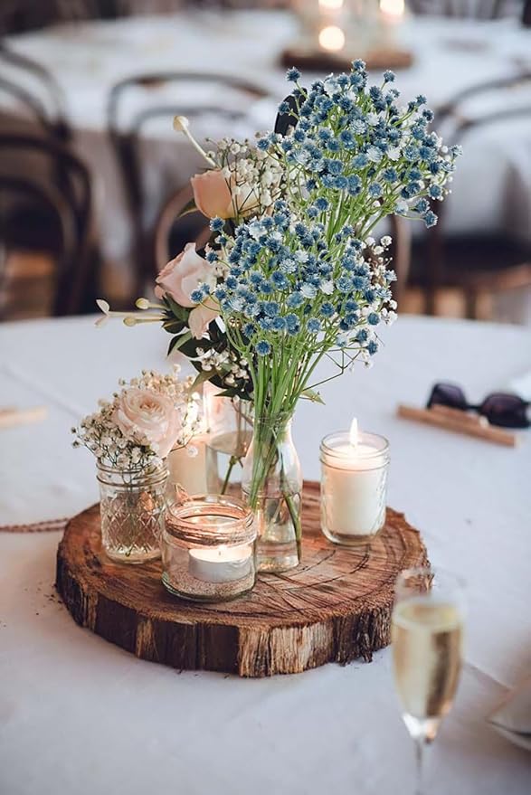 DILATATA Baby's Breath Artificial Flowers Bulk 12 pcs Faux Baby Breath Plastic Flower Fake Gypsophila Flower Arrangement for Crafts Fake Flowers Bouquet for Wedding Centerpieces Blue Baby Breath