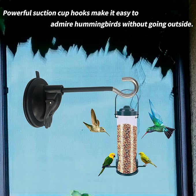 4 Pack Window Suction Cup Bird Feeder Hanger for Bird Feeders and Wind Chimes and Plant, Bird Feeder Hook with Strong Suction Cup, Using the Glue Drop Process- no Feeder and Wind Chimes and Plant