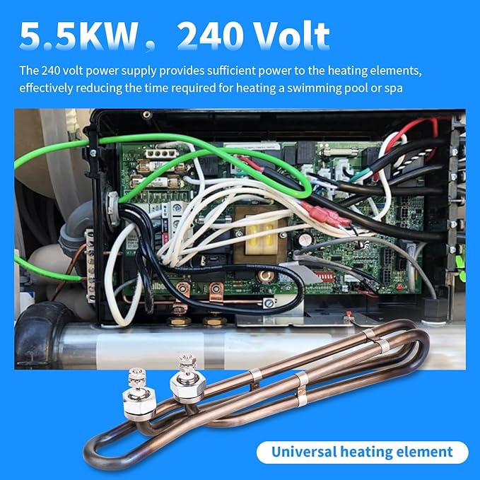 5.5kw Titanium Hot Tub Heater Element for Balboa Spa Heater Element，Flo-Thru Universal Hot Tub Heater Replacement Element（10 in）