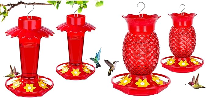 Fchstaer Hummingbird Feeders with Umbrella Bundle Glass Hummingbird Feeders