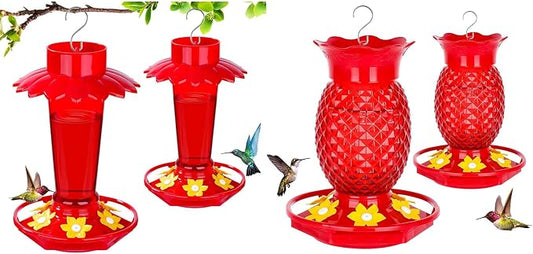 Fchstaer Hummingbird Feeders with Umbrella Bundle Glass Hummingbird Feeders