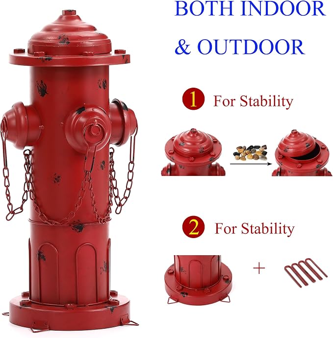 16" H Metal Fire Hydrant for Dogs to Pee On, Vintage Small Dog Fire Hydrant Pee Post for Outdoor Garden Decor