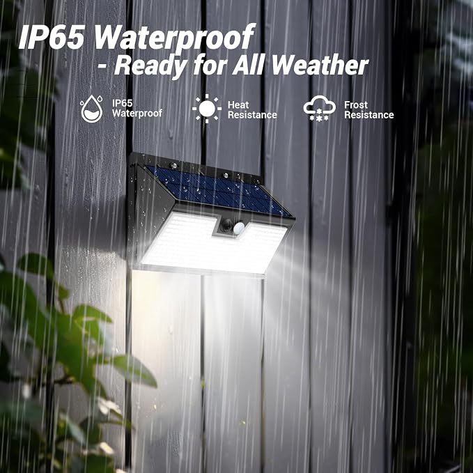 vighep Large Solar Motion Lights Outdoor, 318 LED Super Bright Shed Lights with 3 Lighting Mode, IP65 Waterproof Solar Bar Light, Great for Outside Wall Yard Chicken Coop Garden - 2 Pack