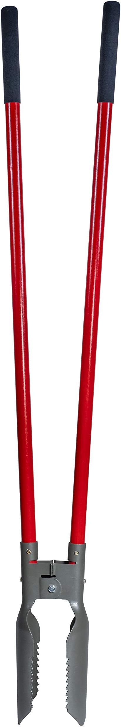 Root Slayer 23411 Post Hole Digger for Fence Installation and Soil Digging,Fiberglass Shaft, Heavy Duty Steel Garden Tool, Red