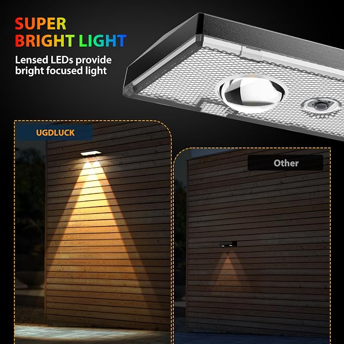 Solar Fence Lights ,RGB & Warm White & 6 Colors Bright Lens LED Dusk to Dawn Deck Light, Fence Solar Lights Outdoor Waterproof, Solar Outdoor Lights for Backyard/Railing/Wall/Step/Patio/Pool (8Pack)
