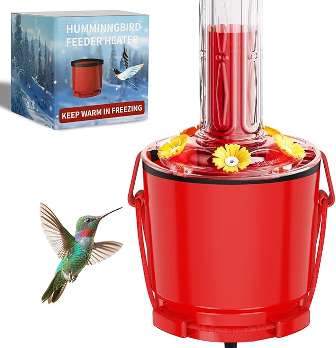 Hummingbird Feeder Heater Outdoors, Bird Feeder Hearth Warmer Attaches to Feeder Bottom, Hummingbird Nectar Warmer for Garden Patio Yard in Freezing Weather (Red)